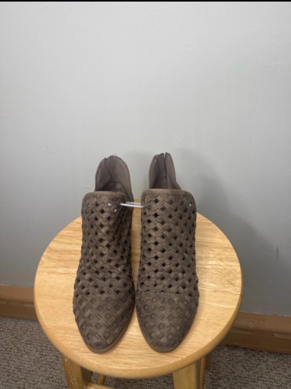 Woven Ankle Booties in Taupe